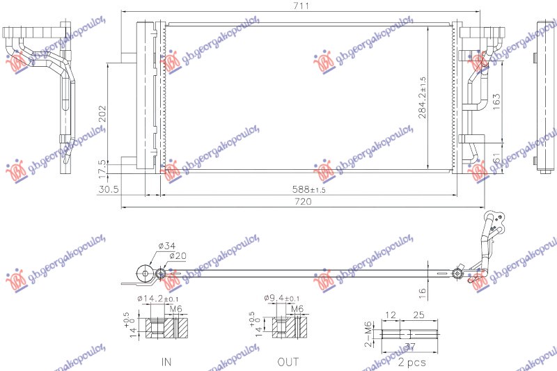 HLADNJAK KLIME 1.6 DIZEL CRDi (588x284) (HALLA TIP) (NISSENS)