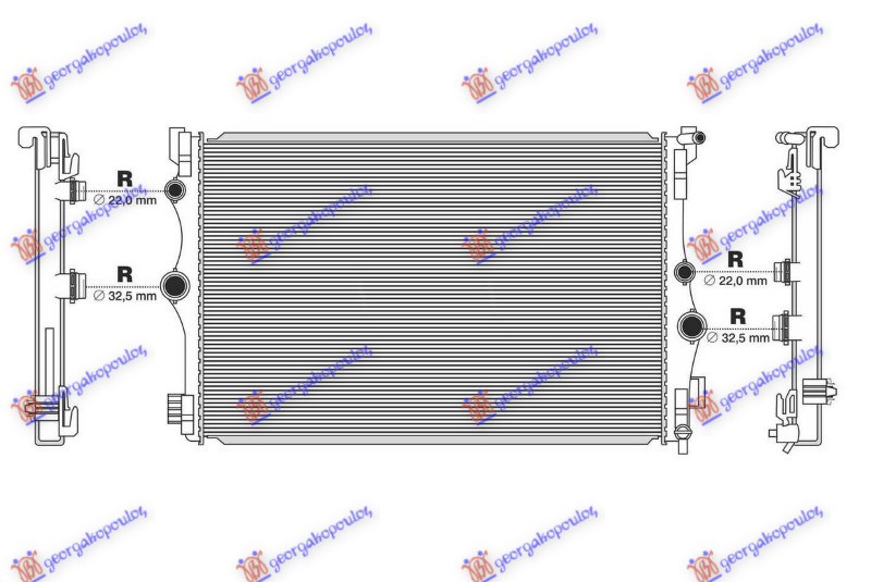 HLADNJAK MOTORA 1.3/2.0 BENZIN - 1.5/2.0 DIZEL (3 CEVI) (663x433) (NISSENS)