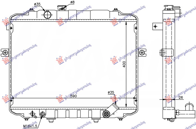 HLADNJAK MOTORA 2.4 BENZIN (400x590x26)